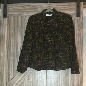 Anage Black and Gold Blazer with Luxurious Paisley Design